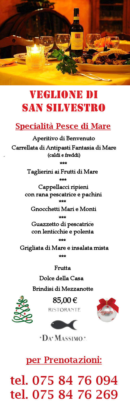 Ristorante Da Massimo sul Lago Trasimeno, Magione - Perugia Umbria Italy - Veglione di San Silvestro 2024-2025